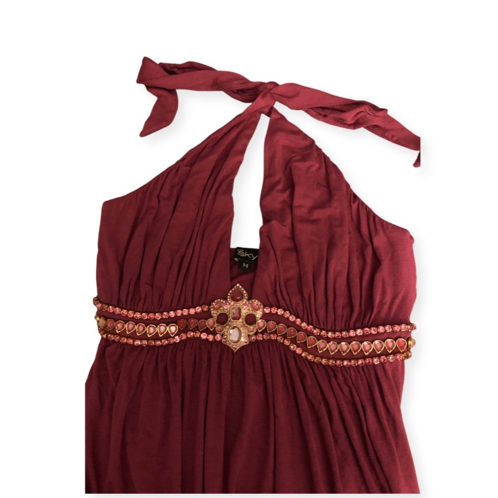 SKY HALTER TOP SIZE MEDIUM. GOOD CONDITION, GORGEOUS HARDWARE!